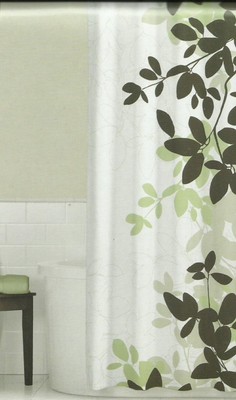 Curtains Ideas apt 9 shower curtain : Zen Floral Leaf Brown Green White Apt.9 Quality Fabric Shower ...