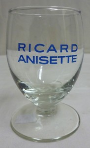 VERRE RICARD PETIT BALLON , LOGO RICARD ANISETTE en BLEU