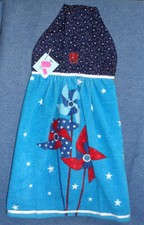 **NEW** Handmade Patriotic Stars /& Pinwheels Hanging Kitchen Hand Towel #1451