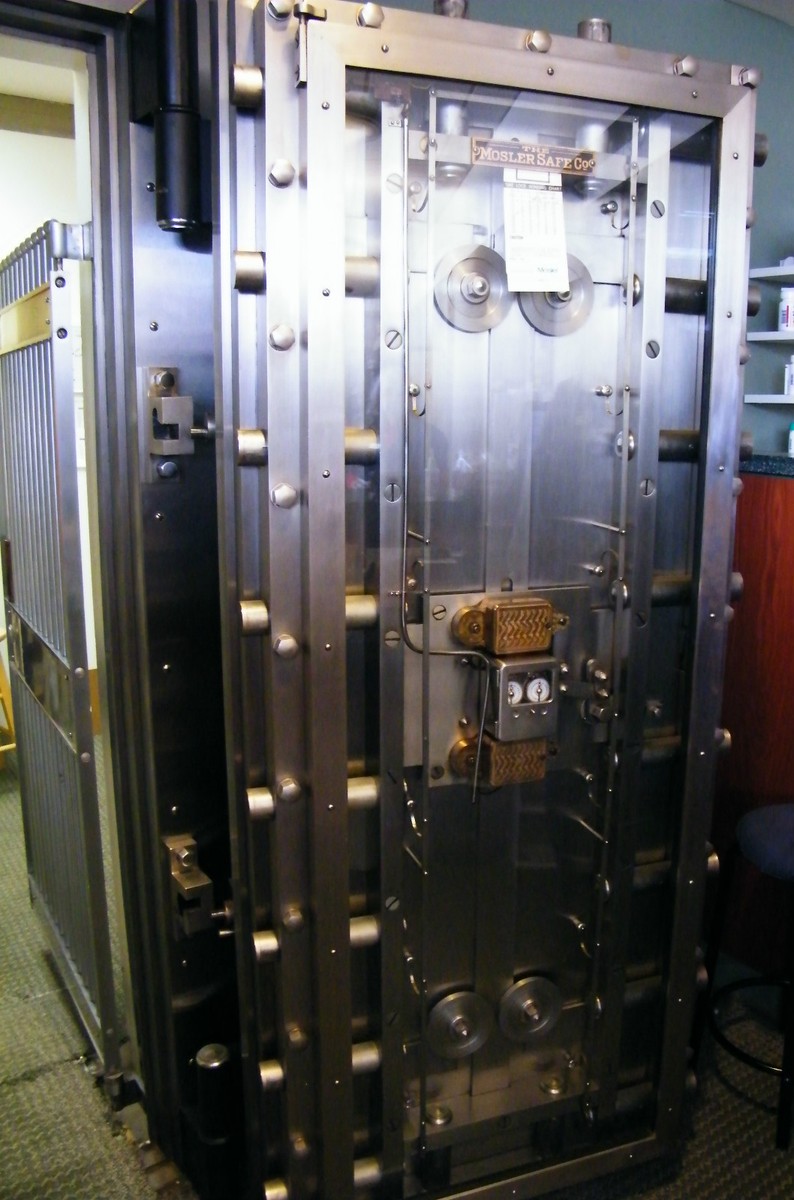 Large Mosler Combination Bank Vault Safe Door And Security Gate