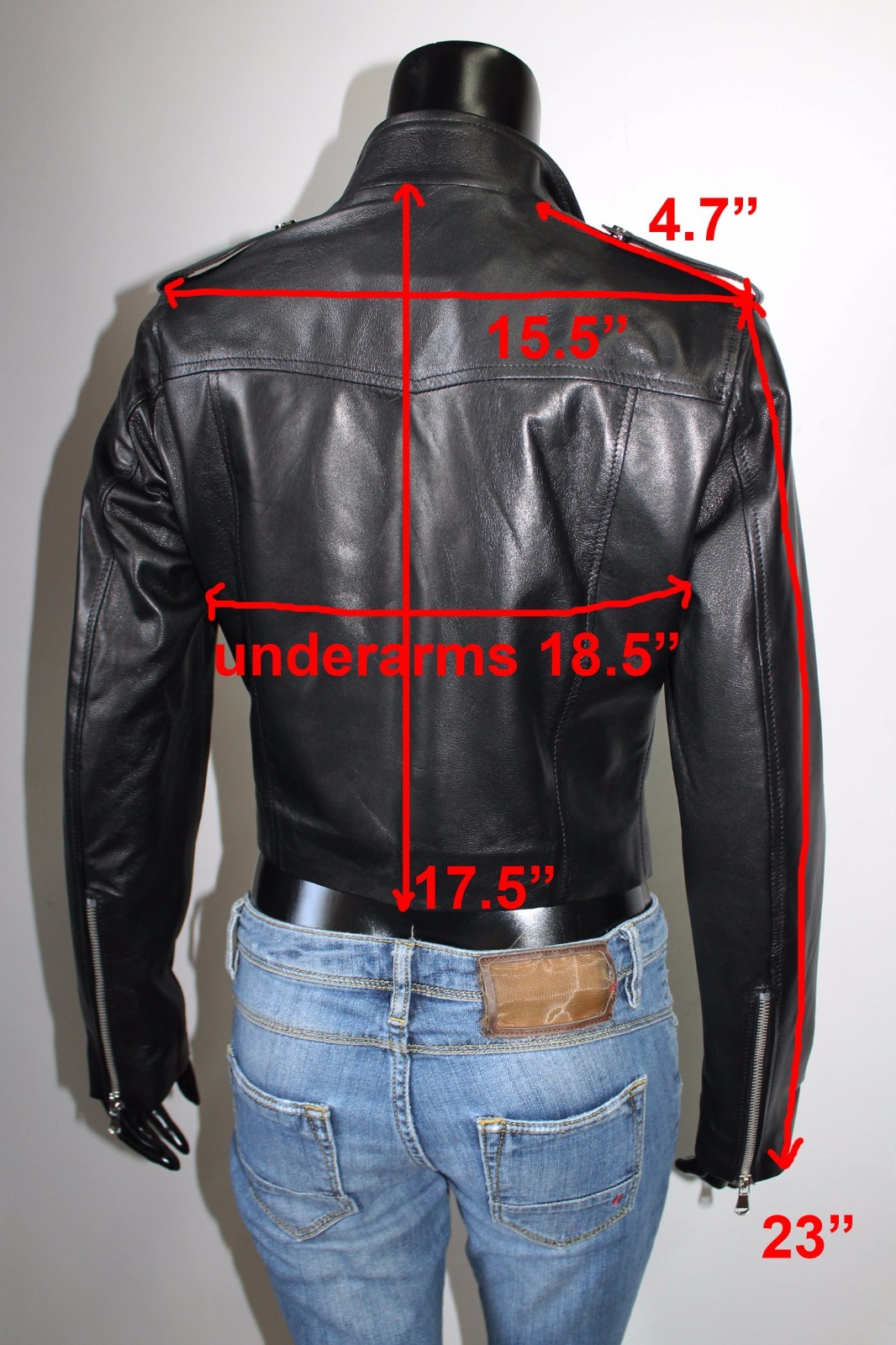 Pre-owned Handmade Italian  Women Leather Biker Jacket Alligator Crocodile Black M