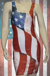 ... JUNIORS-WAVY-RED-WHITE-BLUE-USA-FLAG-AMERICAN-PRIDE-SEXY-SUMMER-DRESS