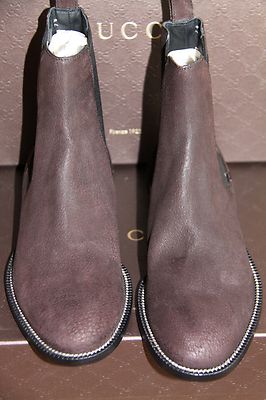 Pre-owned Gucci Men's Suede Leather Ankle Boots Shoes  7-7.5 (us 7.5-8) $600 In Brown