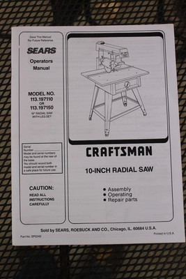 Craftsman 10 inch Radial Saw Manual Models ...