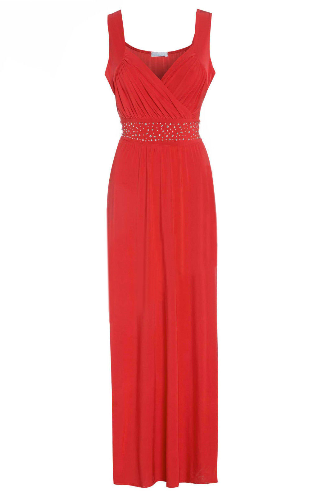 ... Diamante Long Evening Maxi Party Dress Ladies Sleeveless plus Size
