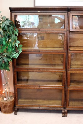 2 matching Lindstrom  Oak Stacking Bookcases 5 sections each