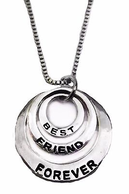 Best Friends Forever BFF Silvertone Three Ring Pendant