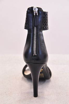Pre-owned Prada Calz Donna Black Ankle Wrap Leather Open Toe High Heel Made In Italy