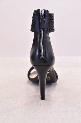 Pre-owned Prada Calz Donna Black Ankle Wrap Leather Open Toe High Heel Made In Italy