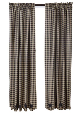 Curtains Ideas black and khaki curtains : Black Star Scalloped Panel Set Curtains Rustic Khaki Applique ...