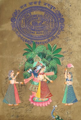 God Krishna Radha Miniature PAINTING EHS Paper antique God Love Valentine Day