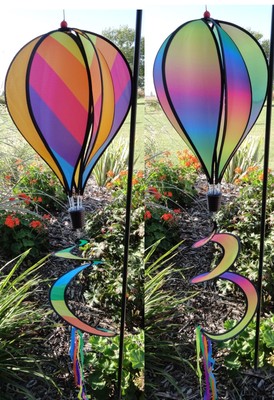 Rainbow Hot Air Balloon Wind Spinner Multi-Colored ...