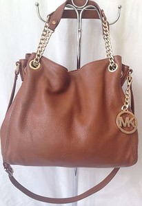 Michael Kors Designer Handbag Tan Leather Shoulder Bag / Purse Tote Gold Chain | eBay