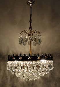 with Brass French Chandelier vintage crystals  Antique chandelier Ceiling Vintage Crystals Basket Style