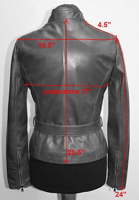 Pre-owned Handmade Italian  Women Lambskin Leather Chiodo Biker Jacket Slim Fit Black S