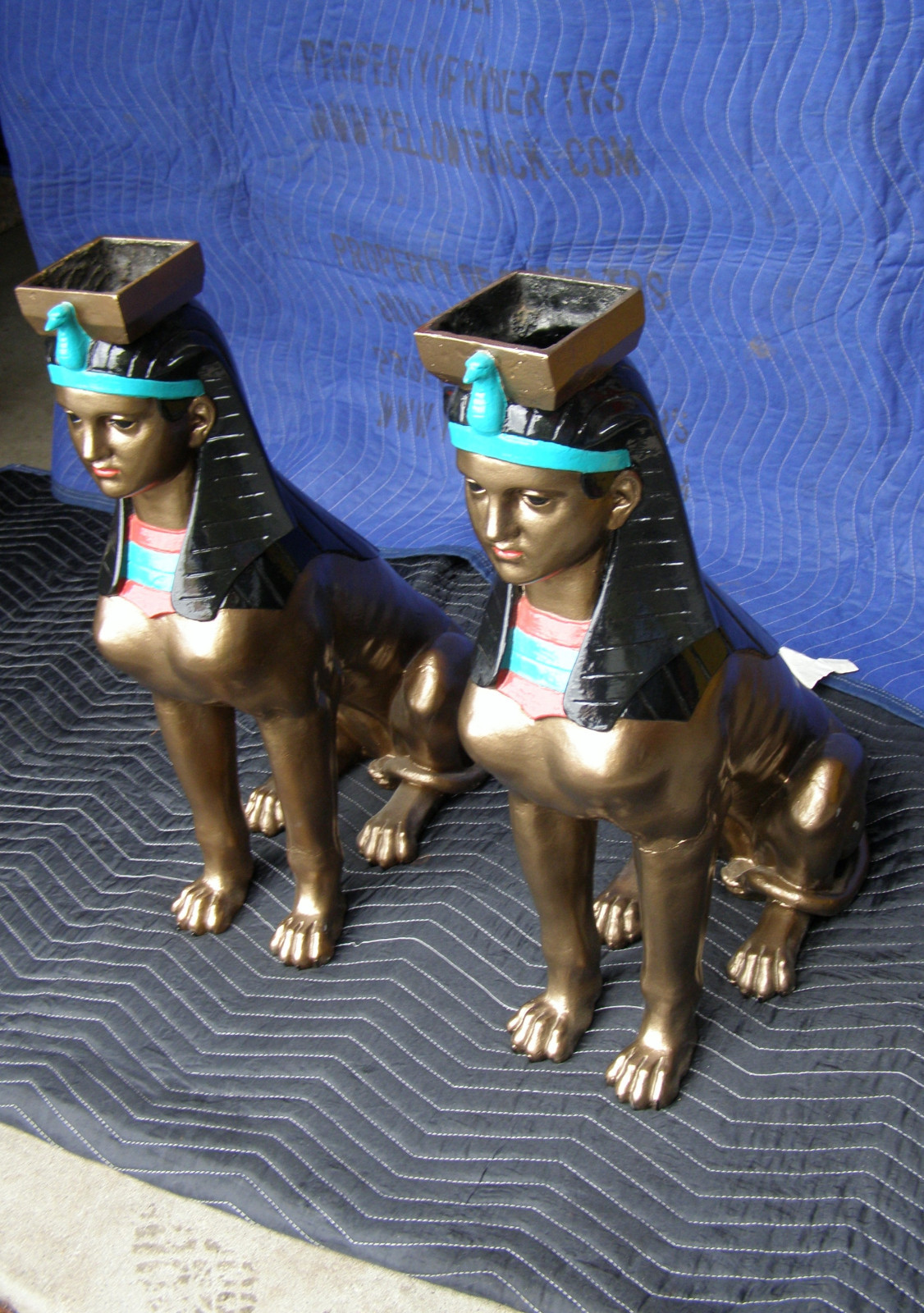 Antique Cast Metal Pair Sphinx Architectural Porch/Rail Decorative Supports