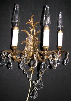 SCONCE SPAIN in chandelier spain old LIGHT  VICTORIAN OLD / BRASS FIXTURE made CHANDELIER CRYSTAL