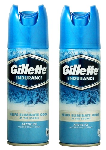 2x Gillette ENDURANCE MEN Antiperspirant ARCTIC ICE Spray Eliminate ODOR