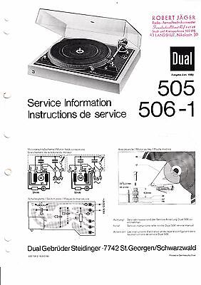 Service Manual instructions for Dual 505, 506-1