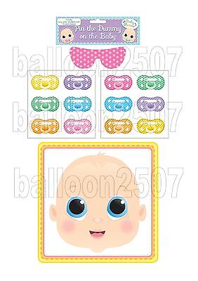 BABY SHOWER PARTY GAME PIN THE DUMMY PACIFIER ON BABY FOR 12 GUESTS 