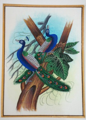 Bird painting tree forest miniature Painting artist nature paper X-mase gift Art