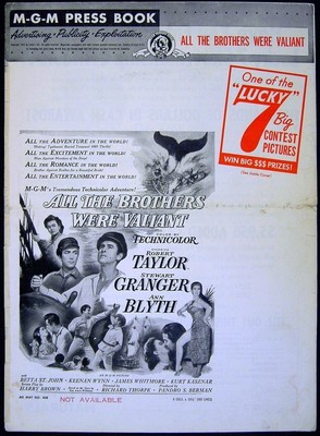 ALL THE BROTHERS WERE VALIANT 1953 Robert Taylor, Stewart Granger US PRESSBOOK