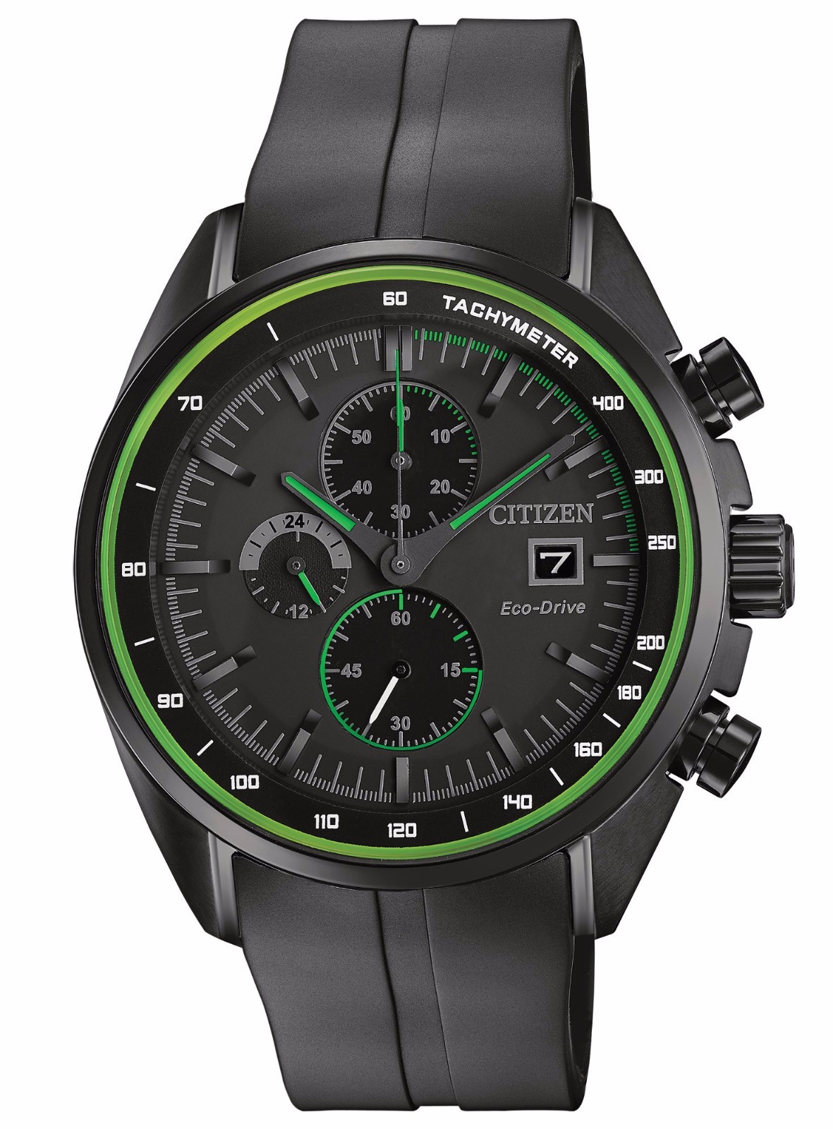 Citizen Eco-Drive Men's CA0595-11E Chronograph Green Accents Black Sport Watch