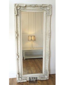 Louis Cream Ornate Leaner Antique Floor Mirror 31" x 69" X