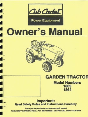 Cub Cadet 1863 & 1864 Owner's Manual