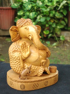 Ganesha Statue handicraft art gift home Decor india wooden handicraft sculpture