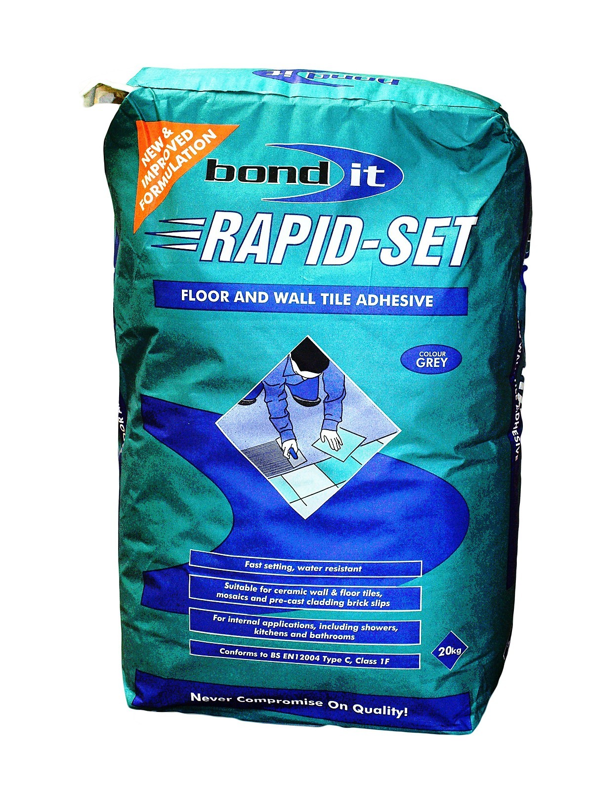 RAPIDSET FAST SETTING WATER RESISTANT CERAMIC TILE ADHESIVE FOR WALLS