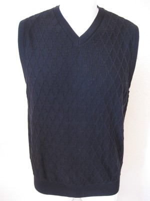 new mens sweater vest m tasso elba black classic woven cotton v neck $ 