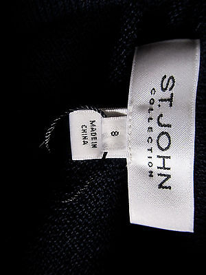 Pre-owned St John Knit Sz 8 Womens Santana Knit Suit Jacket Navy Blue Logo Buttons