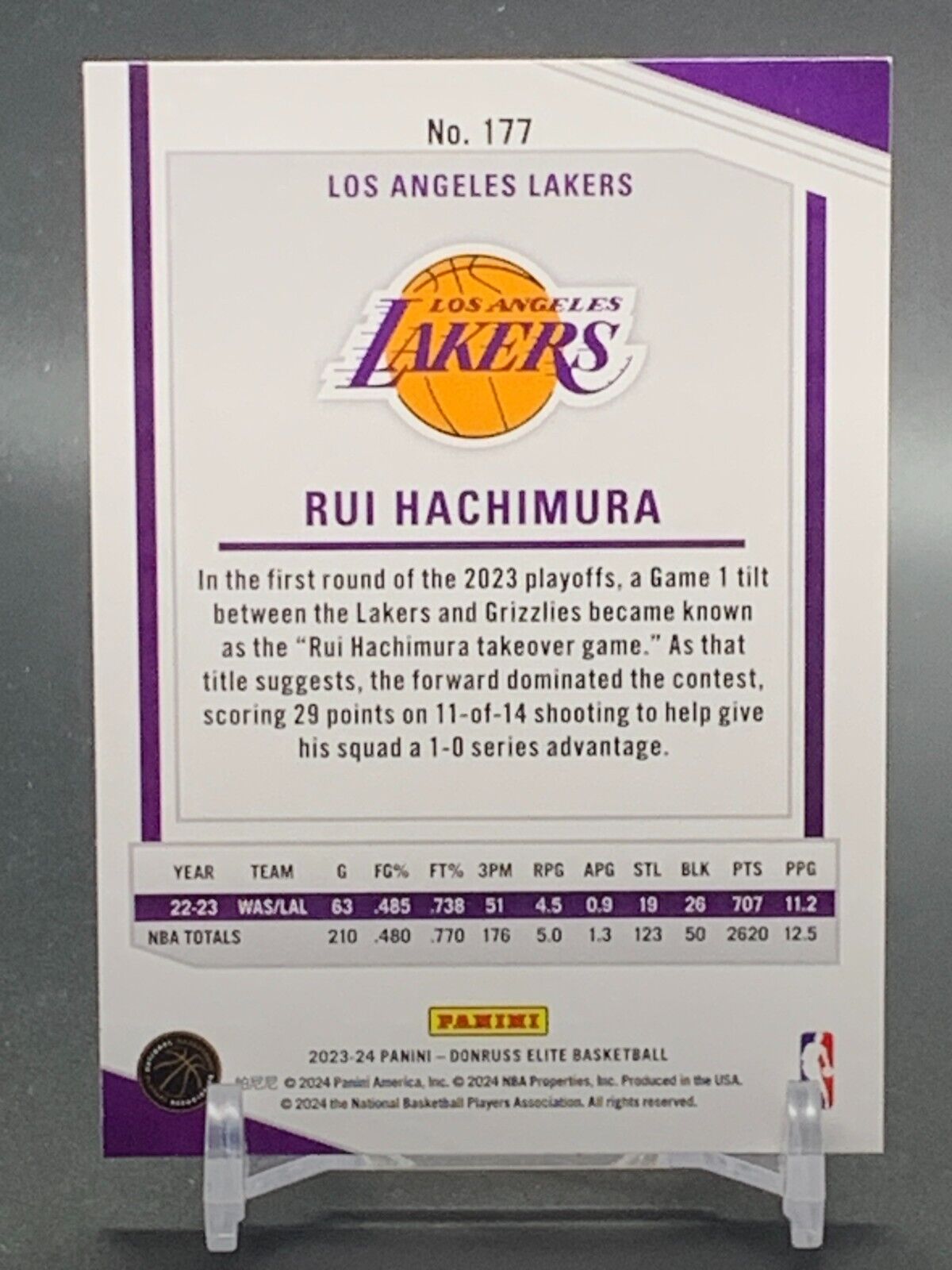 2023-24 Panini Donruss Elite Orange #177 RUI HACHIMURA Los Angeles Lakers