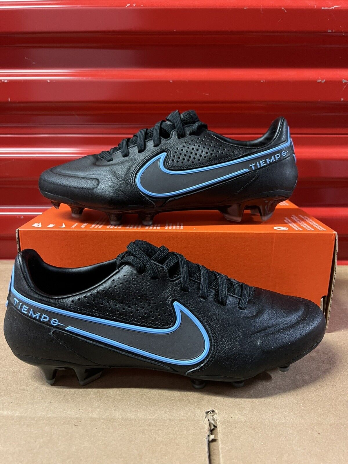 Nike Mens Tiempo Legend 9 Pro FG Black Blue Soccer Shoes Size 8.5 DA1175-004 