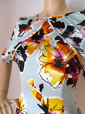 Pre-owned St John Knit 2 Mint Julep Orange Yellow Black Burgundy Muli Cape Dress Silk