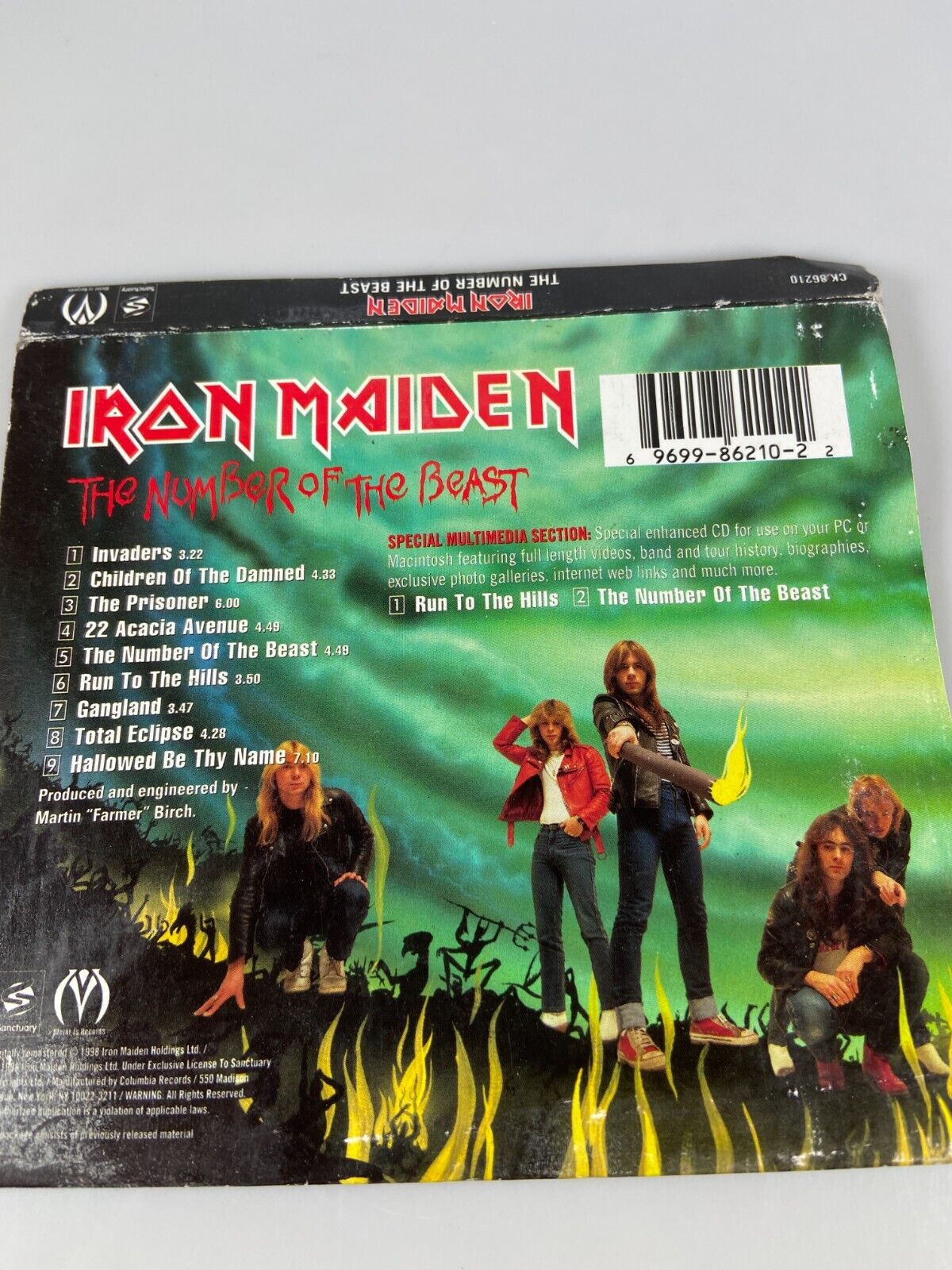 Iron Maiden Number of the Beast CD Slipcover Only Slip Cover