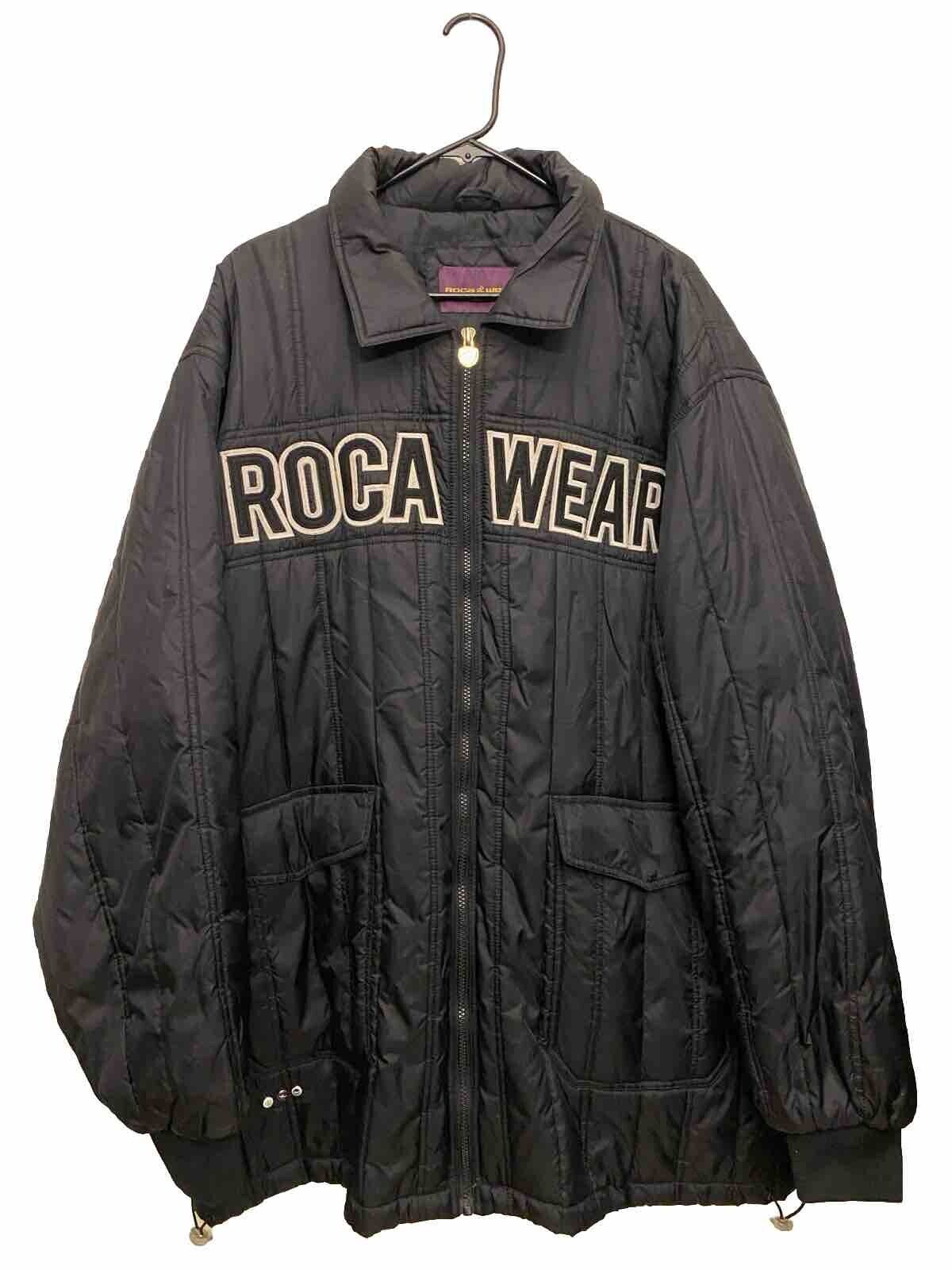 Vintage Rocawear Men’s Puffer Zip Jacket Coat Quilted Black Size 3XL Hip Hop 
