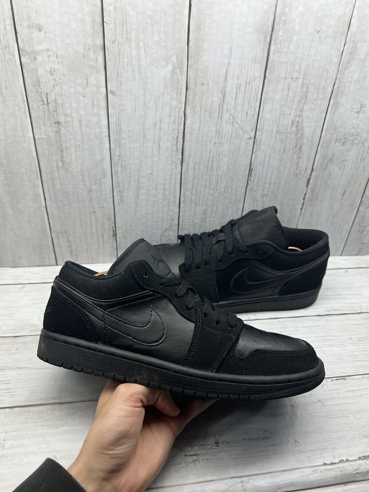 Nike Air Jordan Retro 1 Low Triple Black Shoes Sneakers Mens Size 9 553558-025