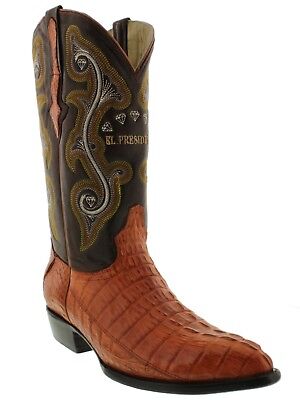 Pre-owned El Presidente Mens Real Cognac Crocodile Western Leather Cowboy J Toe Rodeo Boots In Brown