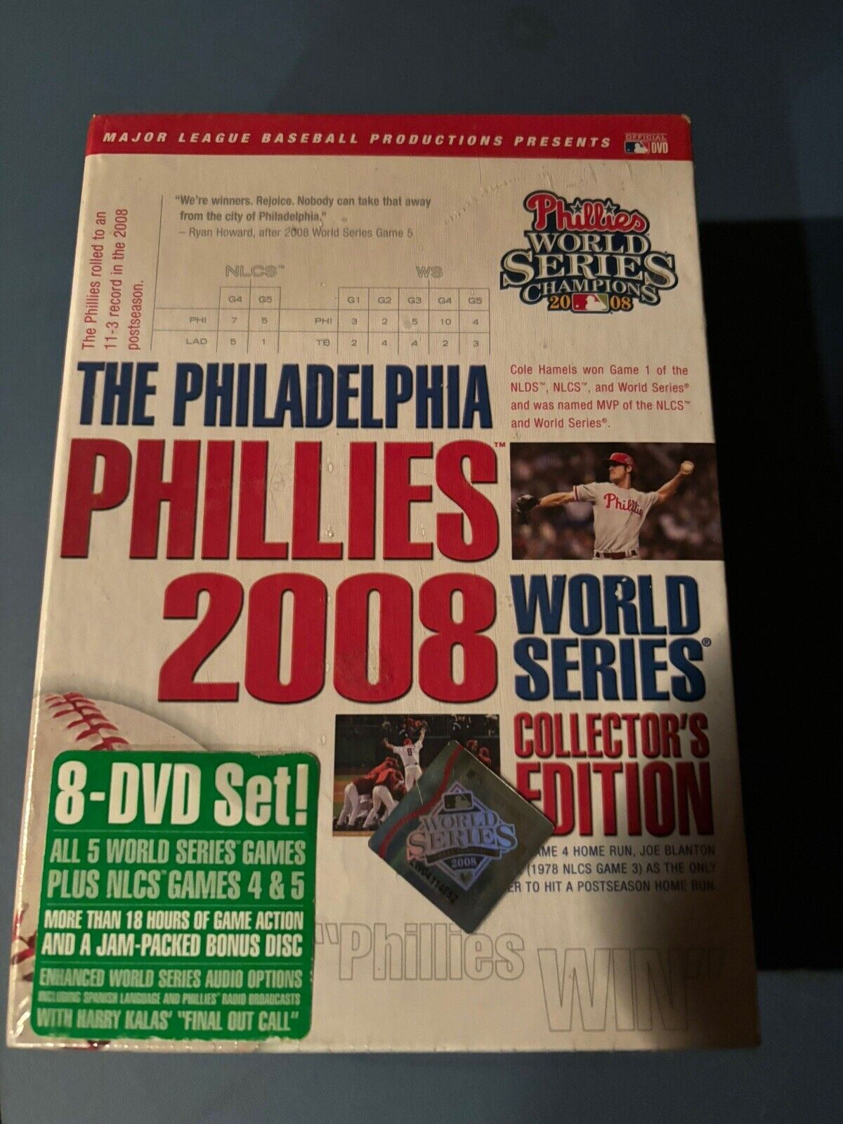 2008 BASEBALL ~SEALED CELLO PHILADELPHIA PHILLIES 8 DVD WORLD SERIES GAMES~18 HR