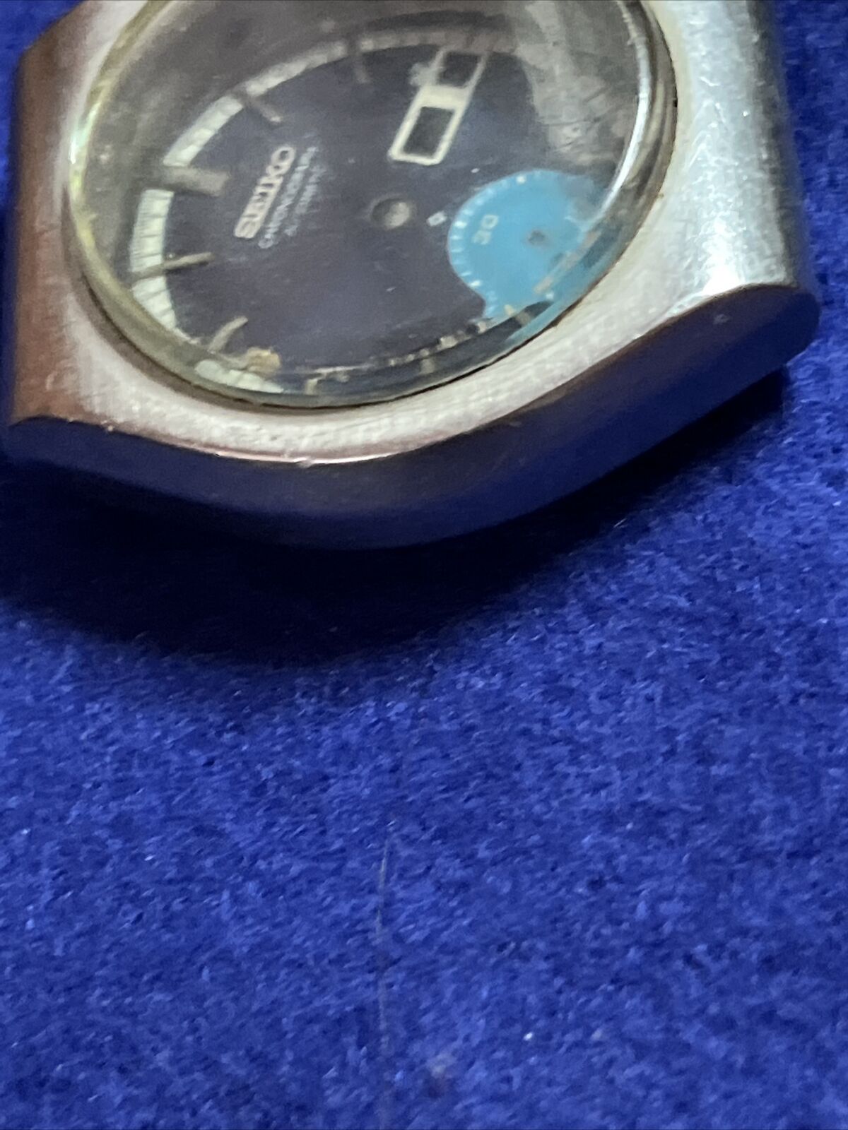 Vintage Mens Seiko 6139 8020 Blue Dial Chronograph Case And Dial for Parts