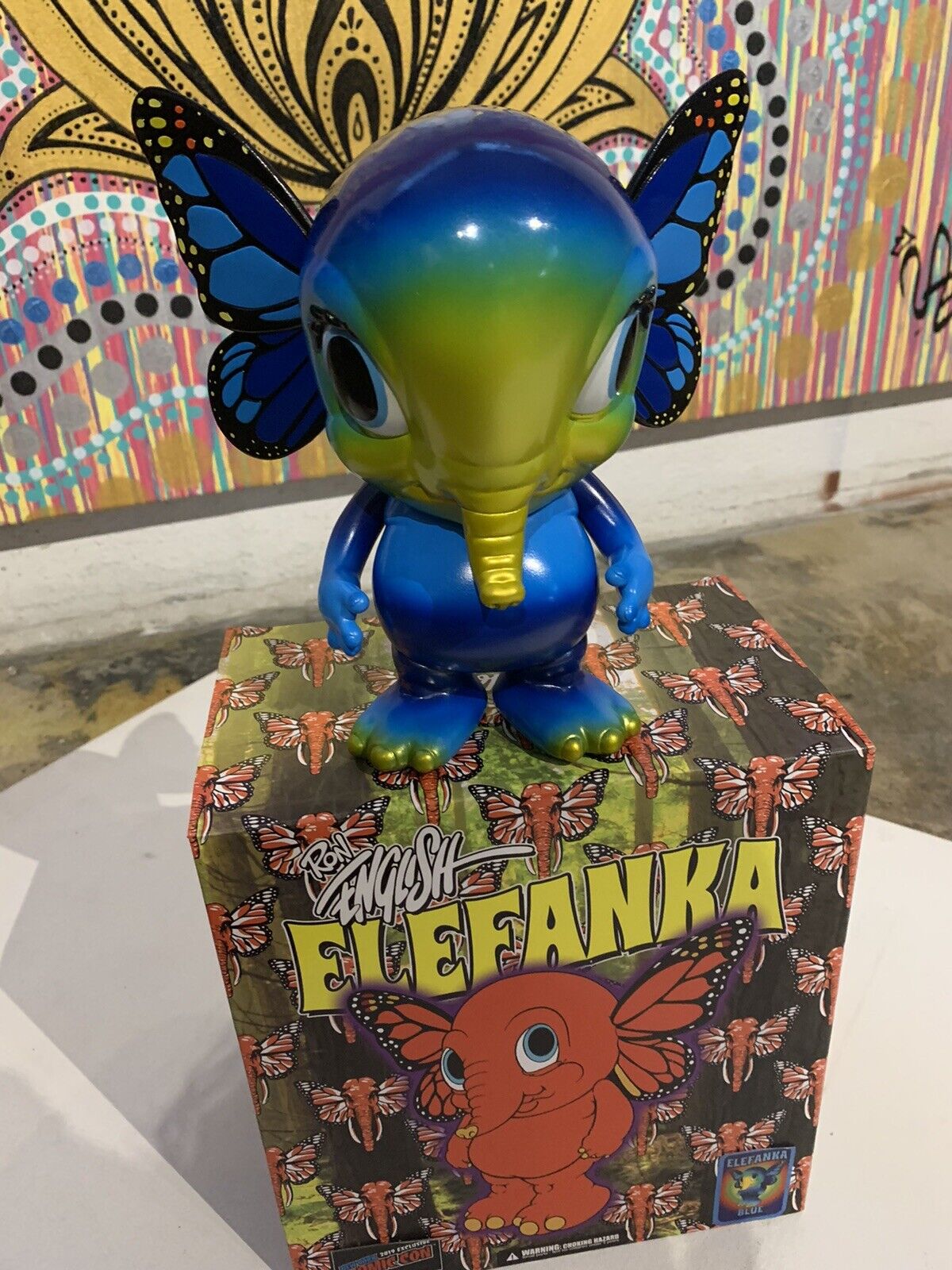 2019 Ron English Elefanka Exclusive 8 Vinyl Art Figure Elephant Butterfly Signed