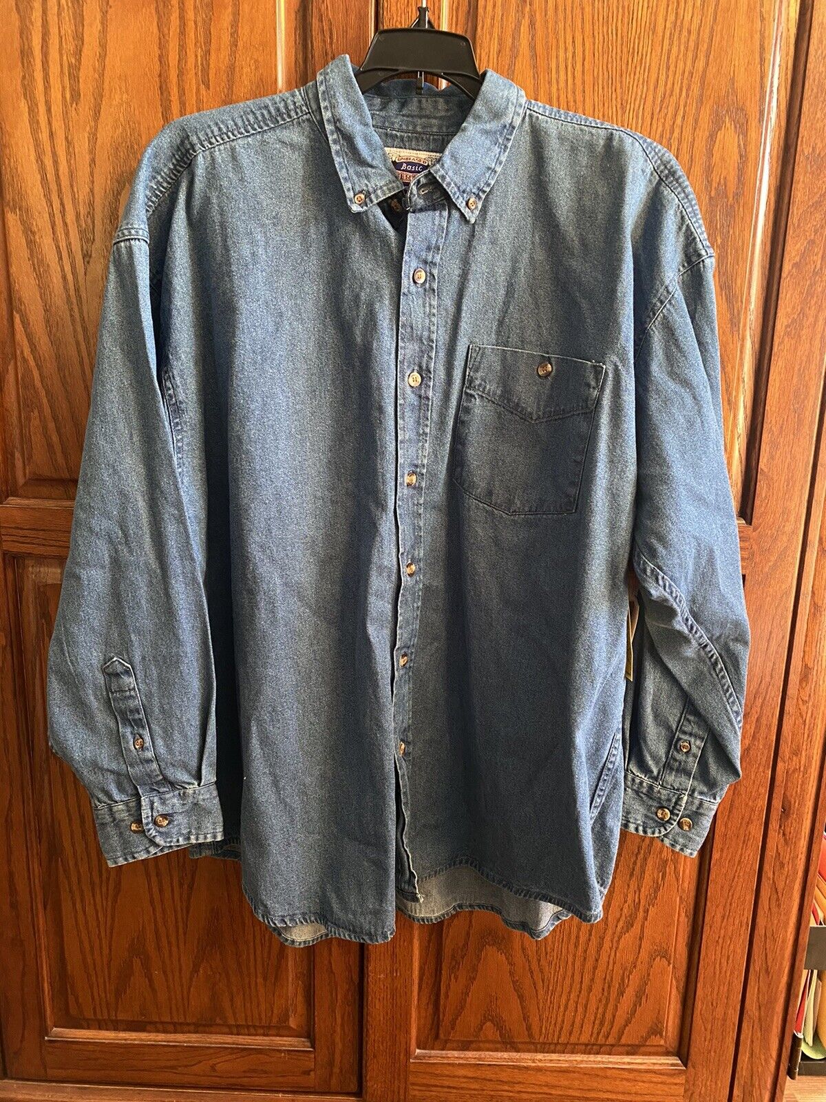 NWT Vintage Reservoir Clothing Size 3XLT Tall Denim Button Up Long Sleeve Shirt