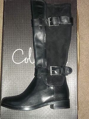 Pre-owned Cole Haan Air Whitley Ultra Suede Buckle Strap Black Leather Boots 6b