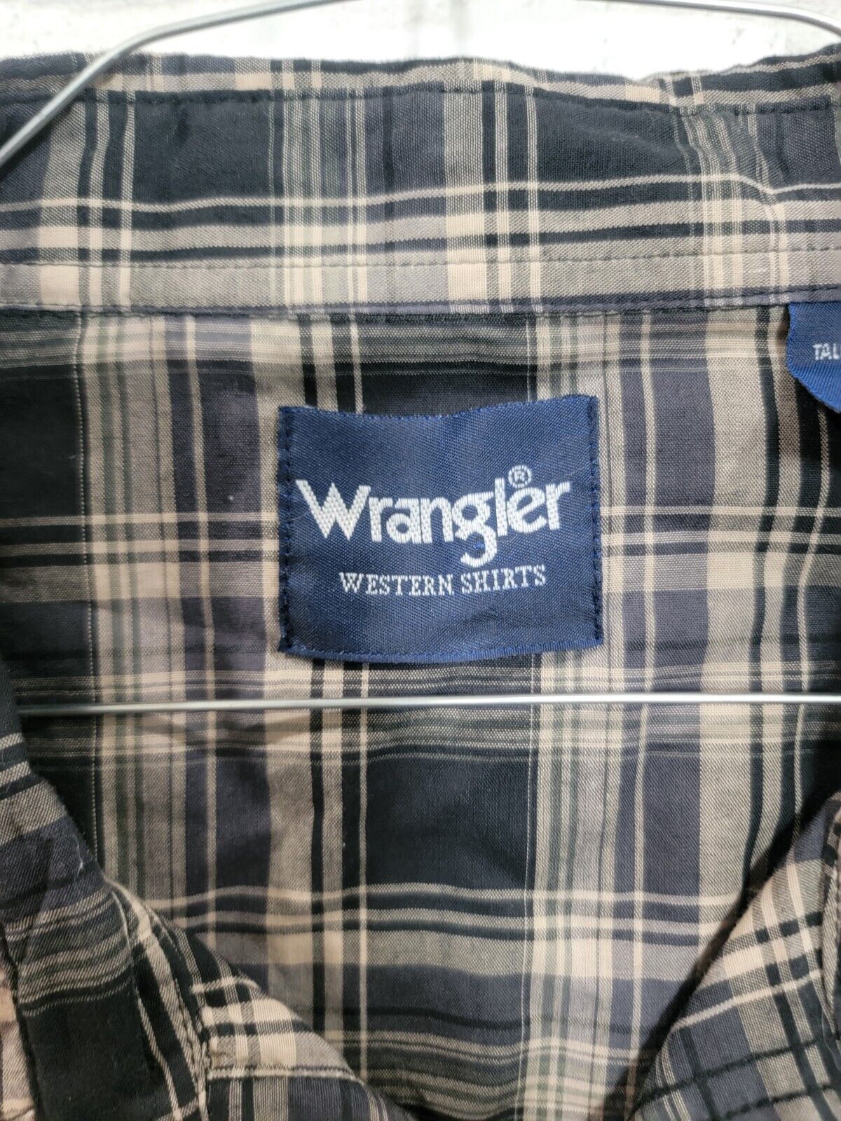 Vtg Wrangler Western Shirts Long Sleeve Button Down Pearl Snaps Black Tan 20x37
