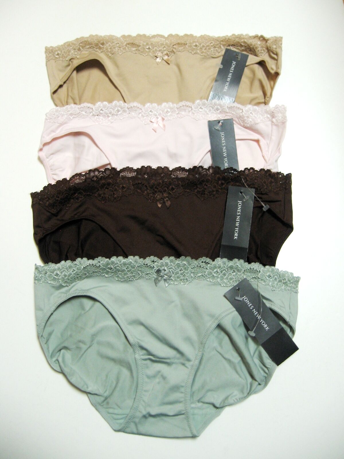 www.prominentresults.com :A208B Jones New York NEW Women's Lace Waistband Silky Microfiber Bikini 610142 PR NWT