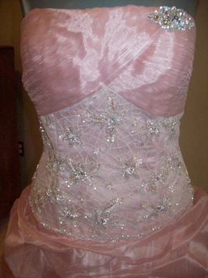 Alyce Designs Pink Pick up Skirt Prom Pageant Bridal Gown Wedding Dress Size 4