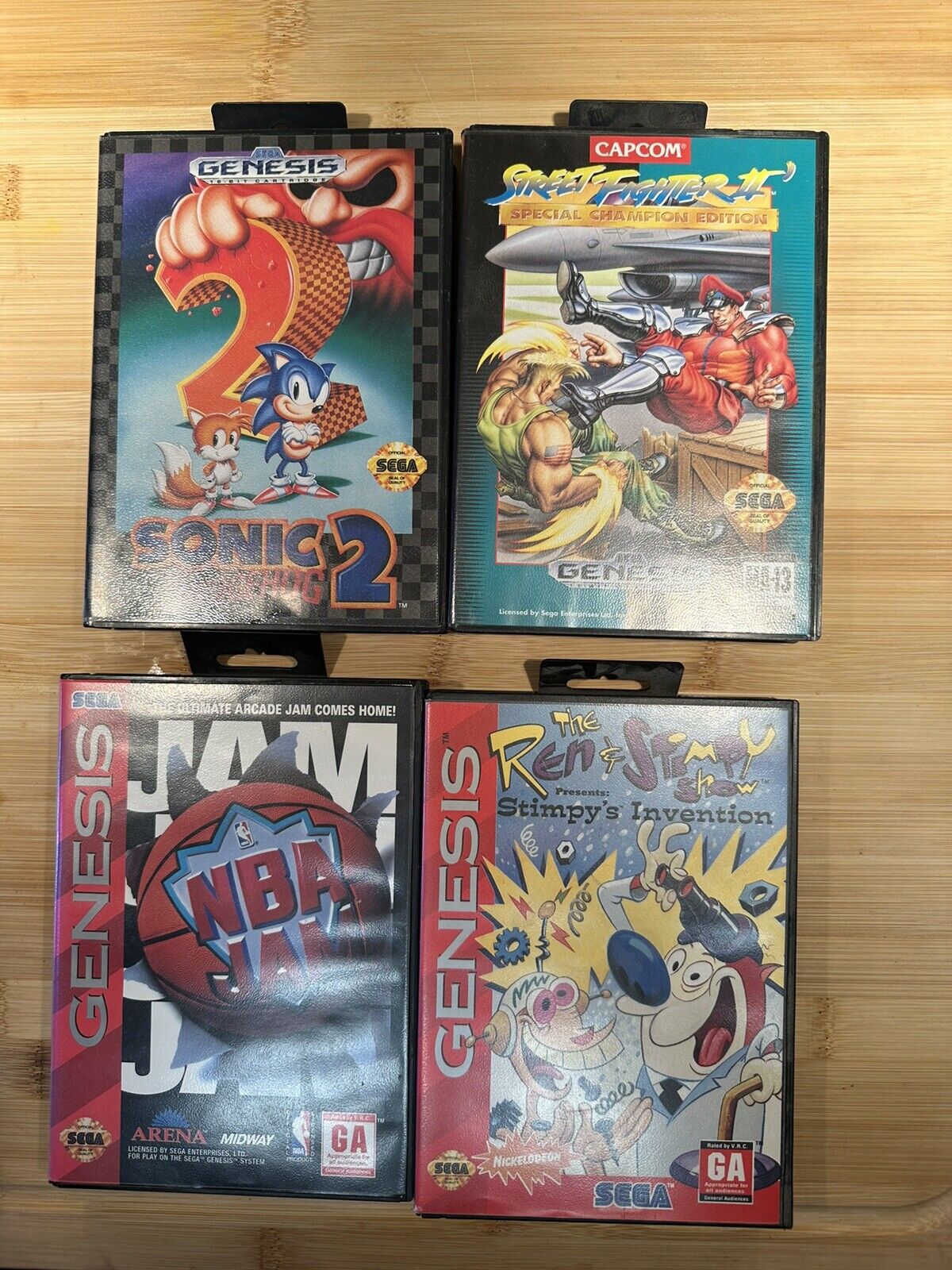 Sega Genesis Game Lot CIB Sonic 2 NBA Jam Street Fighter 2 REN And Stimpy