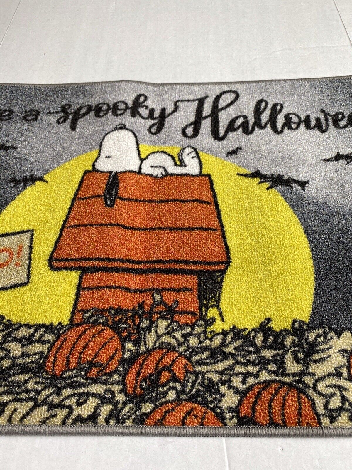 Peanuts Snoopy Halloween Pumpkin Decorative Accent Rug Mat 20X32” Doghouse NEW